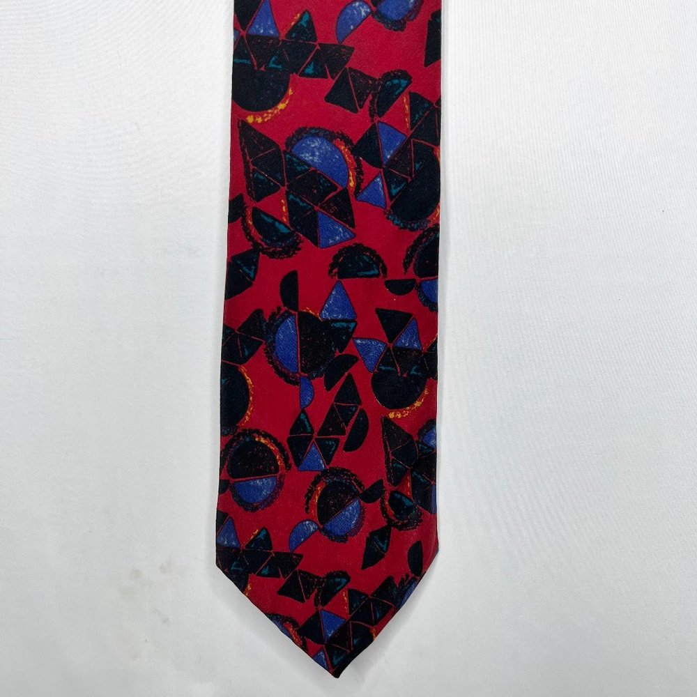 Roger Stuart Clothes Men’s Necktie 3 ¼” Handmade Silk Black Red Blue Italian